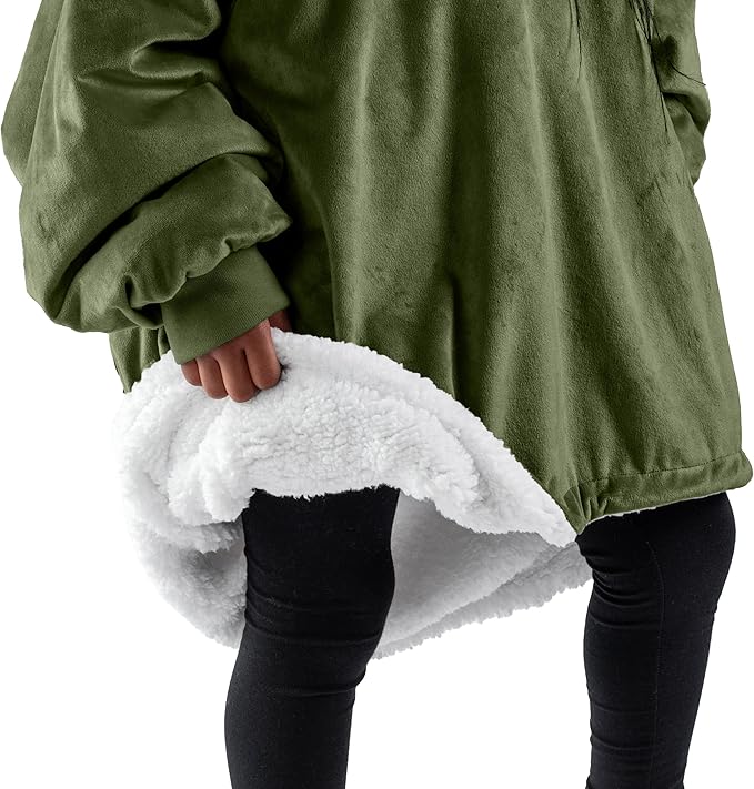Bare Home Wearable Blanket Hoodie - Soft Plush Sherpa - Warm and Cozy - Oversized Wearable Blanket - Adult & Kid Sizes
