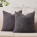 Allorry Decorative Couch Throw Pillow Covers 18x18 Set of 2 Purple Striped Soft Wool Pillow Covers Neutral Textured Boho Cushion Covers for Modern Farmhouse Sofa Bedroom Living Room Decor SY012-E18