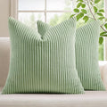 Mecatny Corduroy Decorative Throw Pillow Covers 20x20 Set of 2 for Sofa Living Room, Soft Neutral Boho Couch Pillow Covers for Home Decor, Sage Green