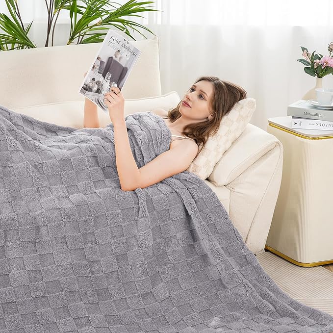 Zyrah Super Soft Throws for Couch Fleece Throw Blanket Lightweight Decorative Fuzzy Cozy Blankets for Sofa Chair Bed (B-Grey, Throw(50"x60"))