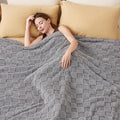 Joiedomi Queen Size Blanket for Bed, Soft Grey Fleece Checkered Blankets Gifts for Women Mom Girls, 280GSM Cozy Cute Soft Throw Home Room Decor Aesthetic Gifts 90x90 Inches