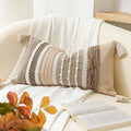 BlissBlush Decorative Lumbar Throw Pillow Cover 14x24 Boho Brown Accent Cushion for Couch Sofa Farmhouse Pillowcase for Bedroom Living Room Home Décor Cover ONLY