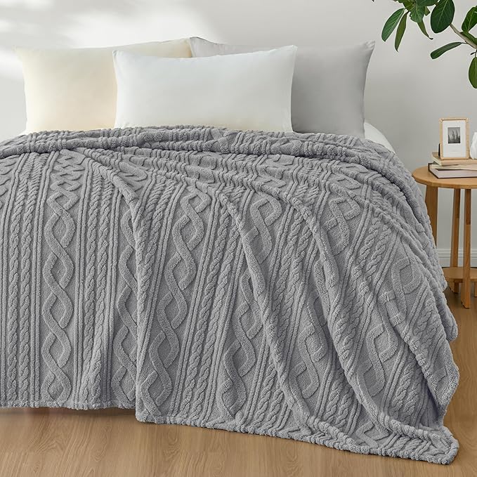 Joiedomi Queen Size Blanket for Bed, Soft Grey Fleece Blankets Gifts for Women Mom Girls, 280GSM Cozy Cute Soft Throw Home Room Decor Aesthetic Gifts 90x90 Inches