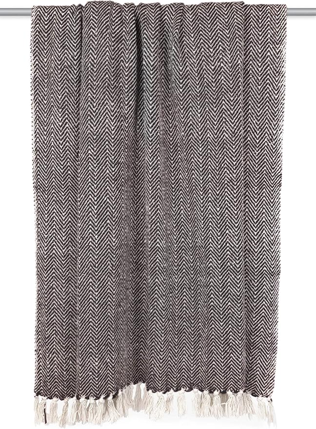 DII Chevron Throw Collection Handloomed Cotton, 50x60, Black