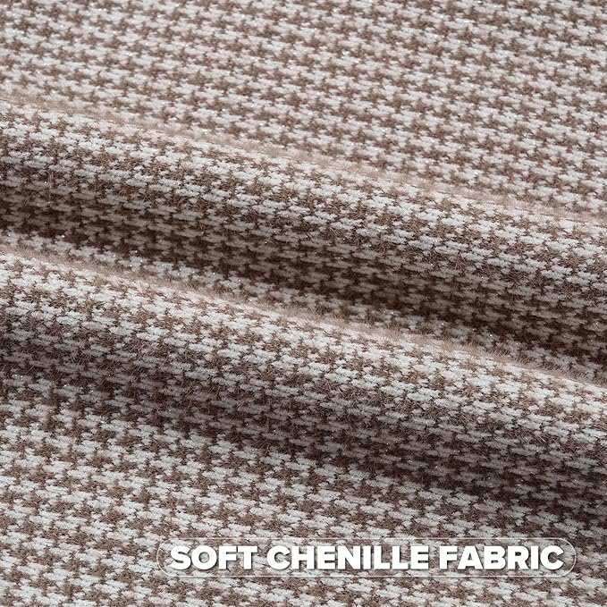 FUTEI Coffee Decorative Throw Pillow Covers 26x26 Inch Set of 2,Soft Houndstooth Gingham Textured Euro Pillow Sham,Modern Home Decor for Couch Bed Living Room
