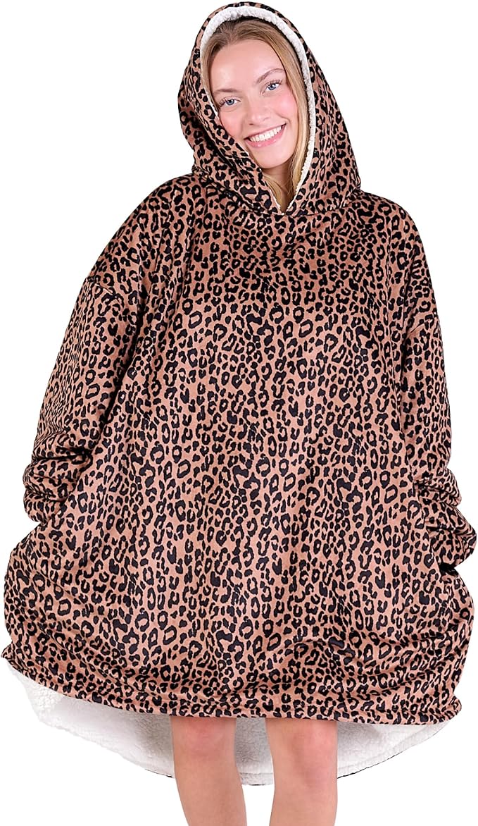 Bare Home Wearable Blanket Hoodie - Soft Plush Sherpa - Warm and Cozy - Oversized Wearable Blanket - Adult & Kid Sizes