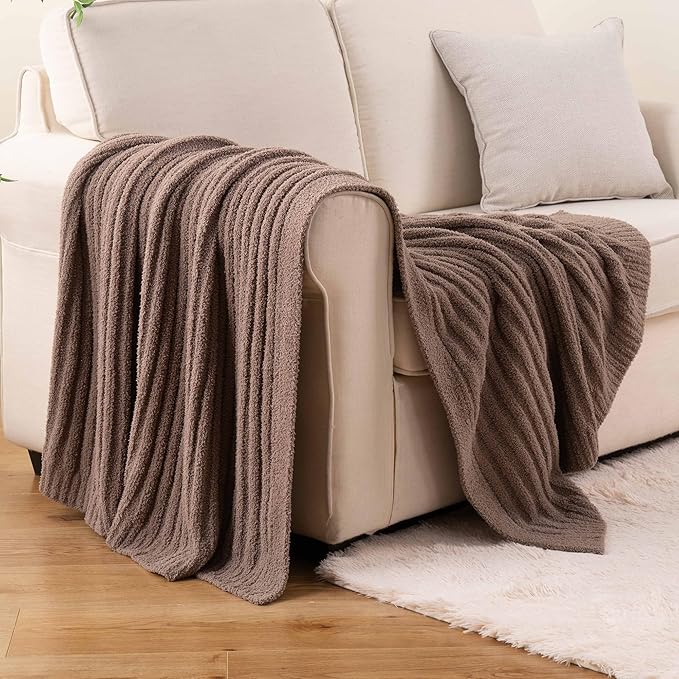 BATTILO Fluffy Soft Throw Blanket for Couch, Knit Fuzzy Plush Camel Throw Blankets, Cozy Warm Lightweight Blanket for Bed, Sofa, Home Decor, 50"x60"