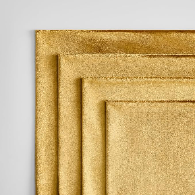 GIGIZAZA Velvet Pillow Covers 18x18: Pack of 4 Soft Throw Pillows Square Decorative Covers - Golden Solid Luxury Couch Cushion Covers for Living Room,Bedroom,Sofa,Room Decor