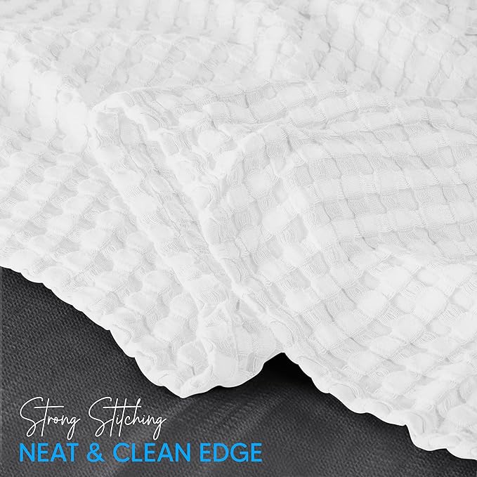 Utopia Bedding White 100% Cotton Waffle Blanket 300 GSM [King - 90x108 Inch] Soft Lightweight Breathable Bed Blanket for All Season