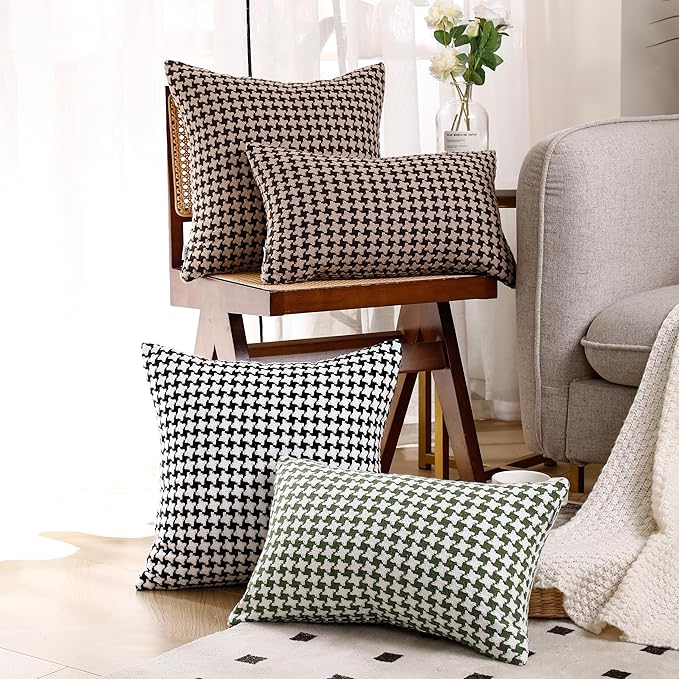 The Perfect Combination of AMAROTI Coffee Color and Gray, Exquisite Windmill Texture Pattern, 12X20 inch Farmhouse Living Room Sofa More Upscale Enjoy Jacquard Craft and Velvet Texture Fabric