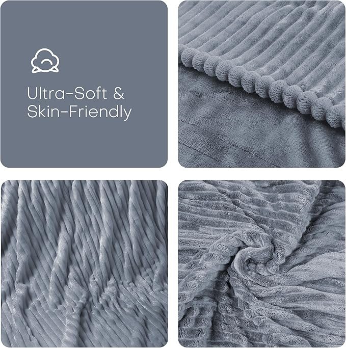 Electric Heated Blanket Twin Size 62"x84" with Cozy Flannel, 6 Heat Settings & 10 Hours Auto Off, Soft & Cozy Warming Throw for Home, Office, or Bed, Machine Washable, Grey