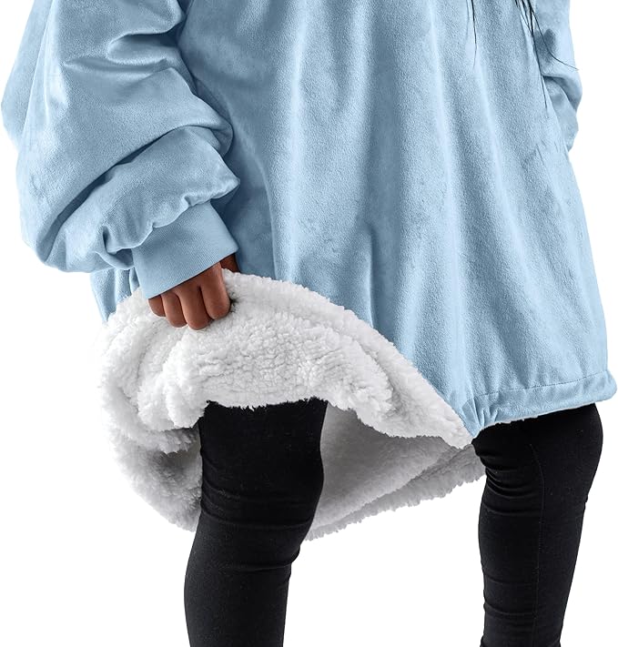 Bare Home Wearable Blanket Hoodie - Soft Plush Sherpa - Warm and Cozy - Oversized Wearable Blanket - Adult & Kid Sizes