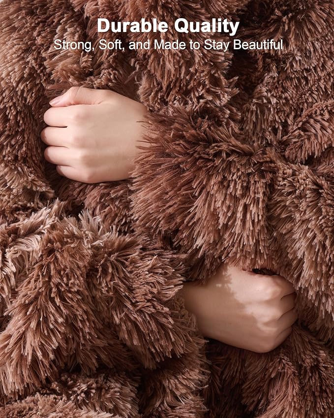 Super Soft Fluffy Faux Fur Sherpa Fleece Blankets Queen Size for Bed, Bedroom Decor Winter Big Blankets Thick Warm, Fuzzy Plush Heavy Bedding Cozy Gifts for Women Men Mom Dad, 90" x 90"