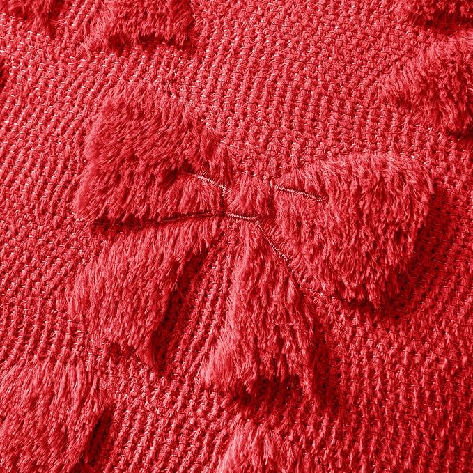 MIULEE Red Bow Pillow Covers Coquette Room Decor Aesthetic Set of 2 Decorative Cute Girl Soft Plush Faux Pillowcase for Preppy Room Decor Bedroom Couch,18x18 Inch