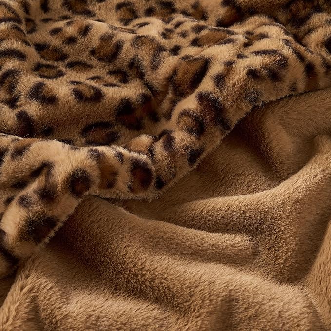 GALMAXS7 Cheetah Throw Blanket, Double-Sided Plush Fluffy - Luxury Faux Fur Leopard Print Blanket, Soft and Cozy Room Decor (50x60 Inches, Brown)