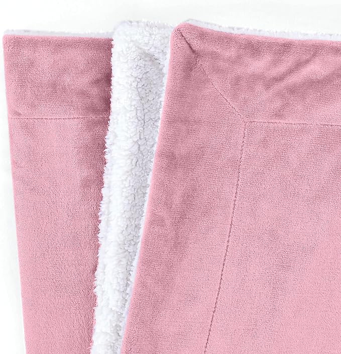 Mocassi Premium Ultra-Soft Flannel Fleece Sherpa Throw Blanket - Warm Cozy Reversible Plush Micromink Blanket for Couch, Bed and Sofa - Fluffy, Christmas Winter Bedding Gift, Full, Light Pink