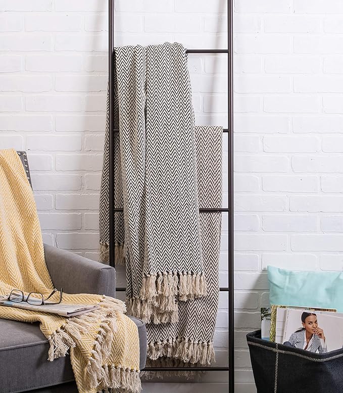 DII Chevron Throw Collection Handloomed Cotton, 50x60, Nautical Blue
