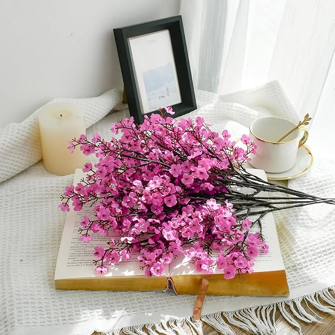 Mandy's Lavender Artificial Baby’s Breath Flowers 6 Bundles Silk Gypsophila, 18.5 Inch European Style Modern Home Decor Centerpiece, Neutral Wedding Flower Arrangements