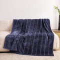 Super Soft Flannel Throw Blanket 50x60 Inches, Premium Checkered Jacquaed Silky Fleece Lightweight Bed Blanket All Season Use, Dark Blue-1, 50"x60"