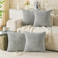 Set of 4 Grey Decorative Throw Pillow Covers 18x18 Inch Corduroy Pillow Covers for Bed Couch Sofa Living Room Soft Square Cushion Cases