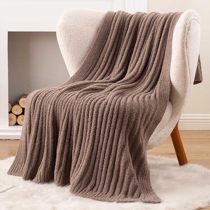 BATTILO Fluffy Soft Throw Blanket for Couch, Knit Fuzzy Plush Camel Throw Blankets, Cozy Warm Lightweight Blanket for Bed, Sofa, Home Decor, 50"x60"