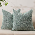 Allorry Decorative Couch Throw Pillow Covers 18x18 Set of 2 Green Striped Soft Wool Pillow Covers Neutral Textured Boho Cushion Covers for Modern Farmhouse Sofa Bedroom Living Room Decor SY012-D18