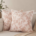 100% Cotton French Pastoral Throw Pillow Covers Set of 2, 24x24 Inch Terracotta Farmhouse Decorative Cushion Covers for Sofa Bed Living Room Home Decor