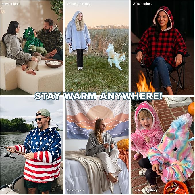 Bare Home Wearable Blanket Hoodie - Soft Plush Sherpa - Warm and Cozy - Oversized Wearable Blanket - Adult & Kid Sizes