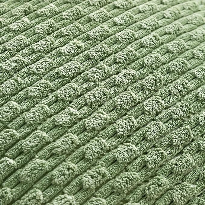 Set of 4 Sage Green Decorative Throw Pillow Covers 24x24 Inch Corduroy Pillow Covers for Bed Couch Sofa Living Room Soft Square Cushion Cases