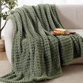 David's Home Ultra Soft Fleece Blanket Twin Size for Bed, Plush Shaggy Fluffy 3D Jacquard Waffle Throw for Couch, Warm Lightweight for Fall Winter,Fuzzy Aesthetic Room Decor,66x90 inches,Dark Olive