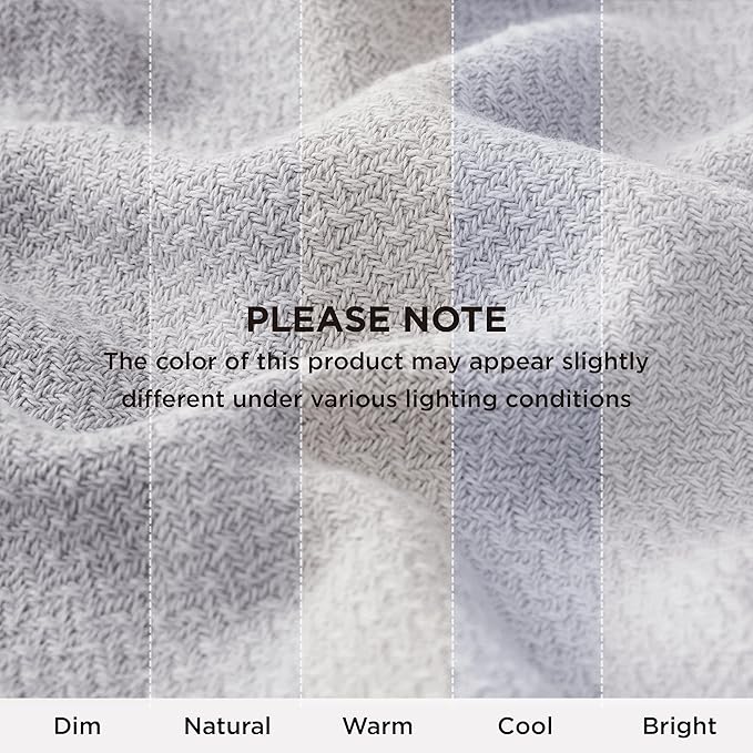 Bedsure GentleSoft 100% Cotton Blanket Full Size for Bed - Breathable and Lightweight, Soft Cozy Textured Herringbone Woven Blanket for Summer Spring, Cool Grey, 80x90 inches