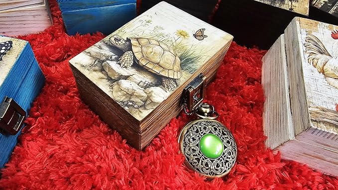 RK Collections Land Turtle Trinket Box I Nautical Jewelry Keepsake Box I Land Turtle Lovers Gift Idea For Animals (4x2.75)