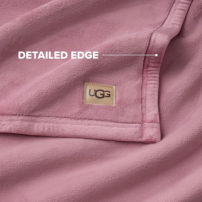 UGG Coco Plush Fleece Throw Blanket – Soft & Cozy Blanket for Couch, Bed & Sofa, Perfect for Home Decor, House Warming Gifts or Luxurious Birthday Gifts for Women, 50" x 70", Pink Dusty Orchid