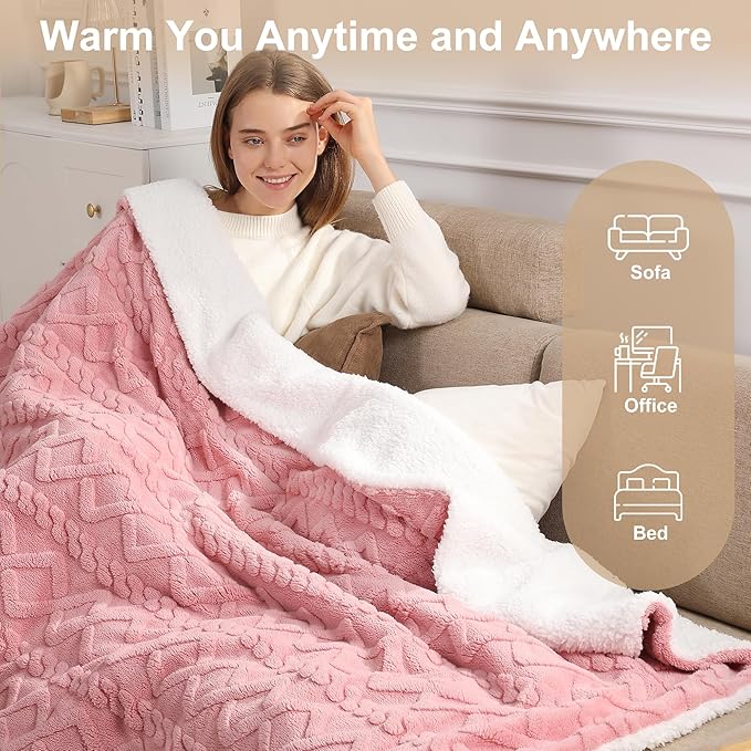 Heated Blanket King Size Electric Blanket for Adults, Dual Controllers Heating Blanket with 5 Heat Settings & 10 Hours Auto Off, Soft Thick 450gsm Sherpa, ETL & FCC Certified, House Warm Gifts(Pink)