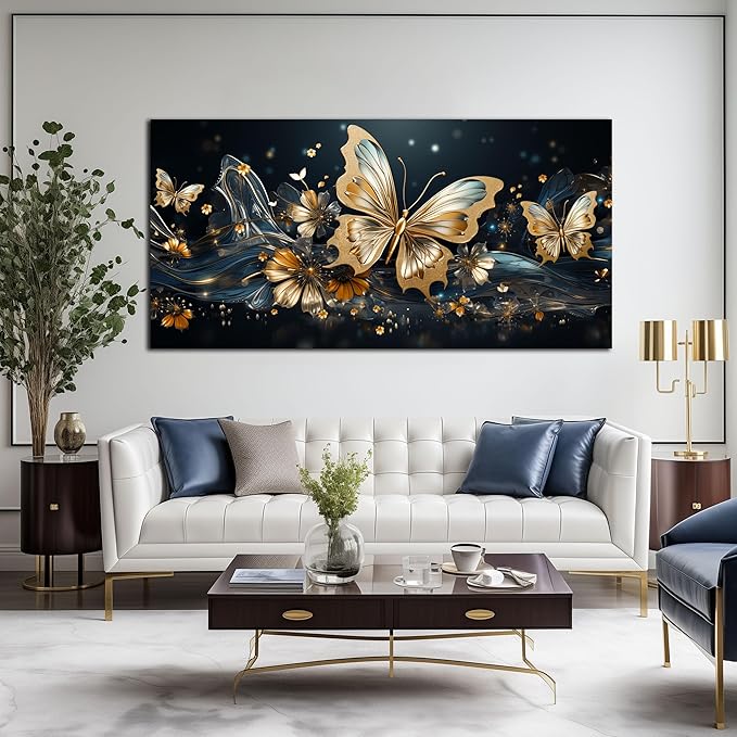Gold Butterfly Wall Art Bedroom Teen Girl Room Decor Dorm Large Wall Art for Dorm Room Girl Ready to Hang 29 x 59 Inch