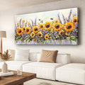 Abstract Sunflower and Lavender Picture Print Canvas Wall Art Living Room Dining Room Office Study Bedroom Wall Decor Wall Art Prints Modern Style Artwork Waterproof Ready to Hang - 20x40 Inch