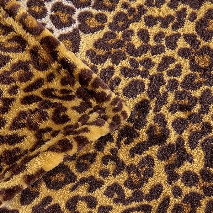 Leopard Print Blanket Fleece Throw for Bed Sofa Travel and Camping, Super Soft Cozy Fluffy Plush Cheetah Print Blanket for All Seasons 60"x80" (Dark Brown)