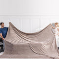 Soft Cozy 120x120 Inches Seamless Oversized King Fleece Blanket, 3D Jacquard Decorative Giant 10'x10' California King Blanket Extra Large for Bed, Sofa, Couch, Travel, Travel, Taupe Chain