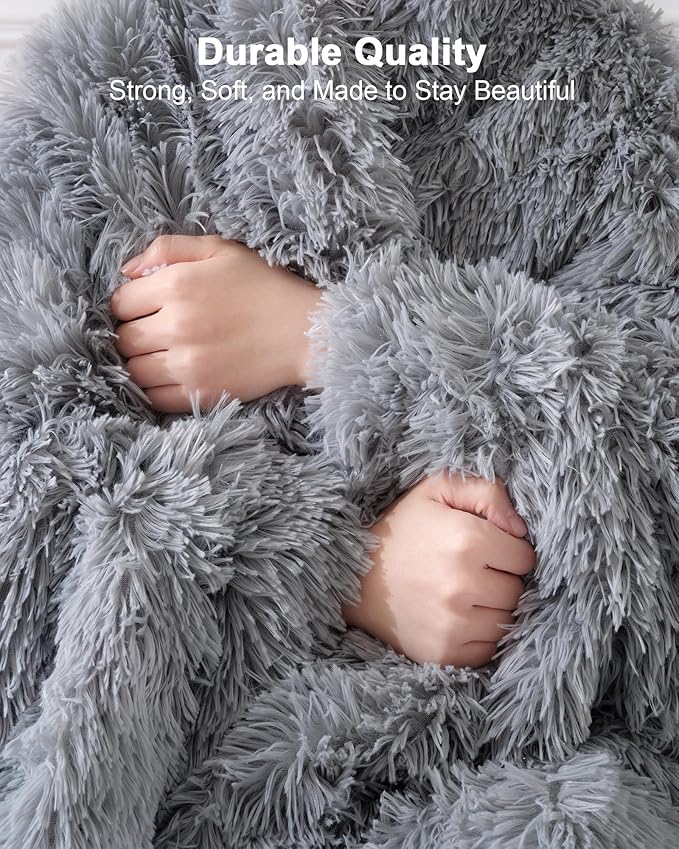 Super Soft Fluffy Faux Fur Sherpa Fleece Blankets Queen Size for Bed, Bedroom Decor Winter Big Blankets Thick Warm, Fuzzy Plush Heavy Bedding Cozy Gifts for Women Men Mom Dad, 90" x 90"