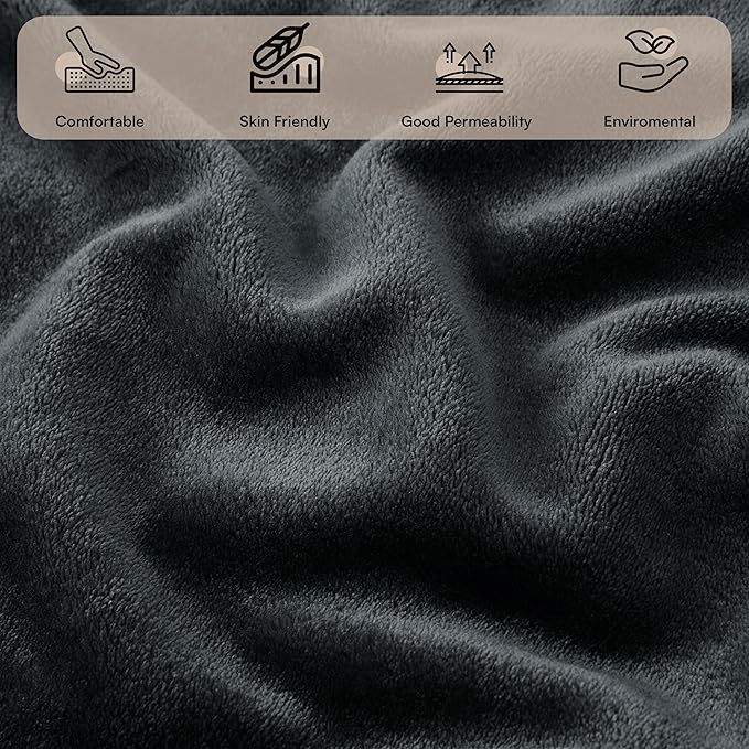 MOONLIGHT20015 Fleece Blankets Queen Size 90x90 Inches- 2 Pack - Super Soft Fluffy Throw Blanket for Sofa and Bed - Warm and Cozy Lightweight 400 GSM Microfiber Bed Throws Blankets (Queen, Black)