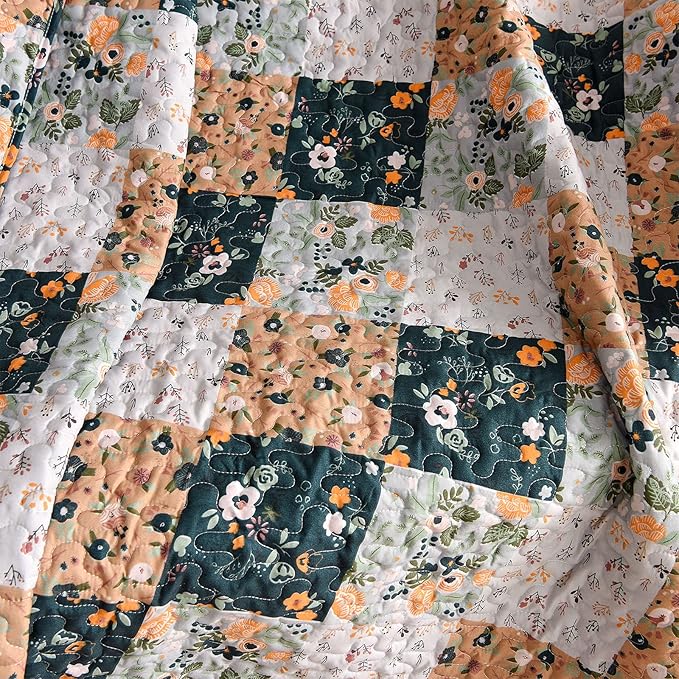Exclusivo Mezcla 50"x 60" Quilted Throw Blanket- Microfiber Quilt Throw with Boho Patchwork Pattern, Reversible Navy Versatile Lap Quilt for All Seasons, Lightweight Throws for Bed/Couch/Sofa