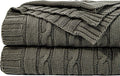 NTBAY 100% Pure Cotton Cable Knit Throw Blanket, Super Soft Warm 51x67 Knitted Throw Blanket for Couch, Sofa, Chair, Bed - Extra Cozy, Machine Washable, Comfortable Home Decor, Grey
