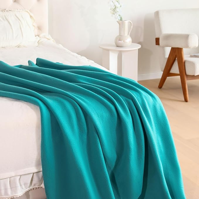 Fleece Throw Blankets 6 Pack Bulk Blankets Solid 50 x 60 inch Kids Lightweight Warm Soft for Pet Cozy Travel Blankets Airplane Small Throws Camping Gifts Assorted Blankets for Home, Bed, Sofa, Dorm
