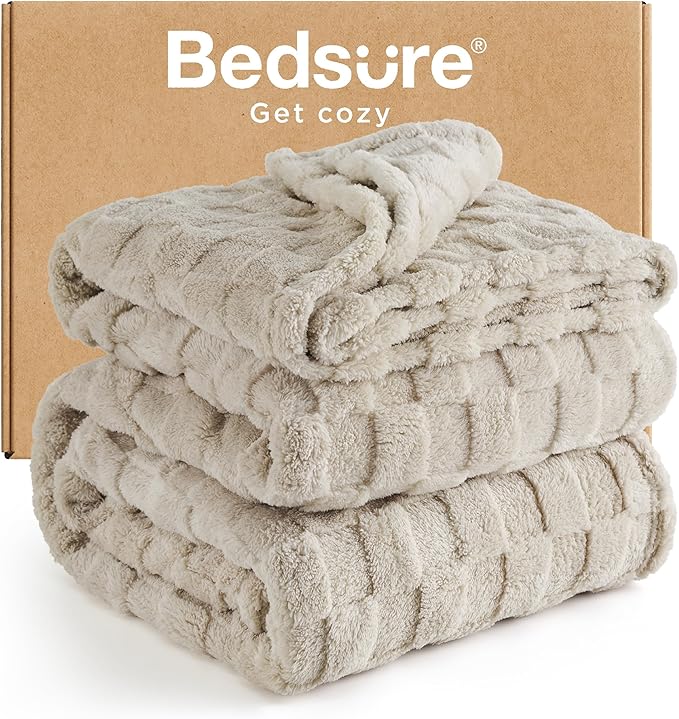 Bedsure GentleSoft Full Size Blankets for Bed - Super Soft Cozy Fleece Blanket for Women Men Girls, Large Fuzzy Throws for Bedroom Decor, Neutral, 84x90 Inches
