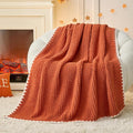Snuggle Sac Orange Waffle Throw Blanket for Couch Bed Sofa 50x60 inches, Reversible Blanket Microfiber Fluffy Fuzzy Cozy Knit Soft Throws for Women Mothers Birthday Gifts