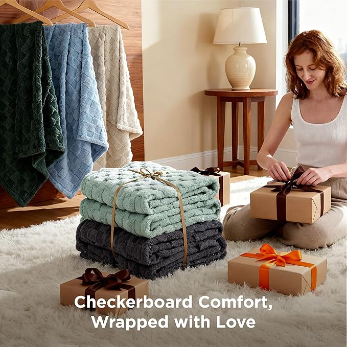 Bedsure GentleSoft Blankets Queen Size for Bed - Super Soft Cozy Mother's Day Blanket for Women Men Girls, Large Fuzzy Fleece Spring Throw for Bedroom Decor, Sage Green, 90x90 Inches