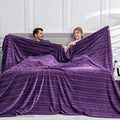 Soft Cozy 120x120 Inches Seamless Oversized King Fleece Blanket, 3D Jacquard Decorative Giant 10'x10' California King Blanket Extra Large for Bed, Sofa, Couch, Travel, Travel, Pueple Chain