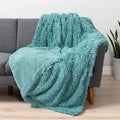 Pavilia Teal Green Fluffy Throw Blanket for Couch, Twin Bed - Fuzzy, Furry Plush Warm Blanket - Super Soft Thick Faux Fur Sherpa - 60x80