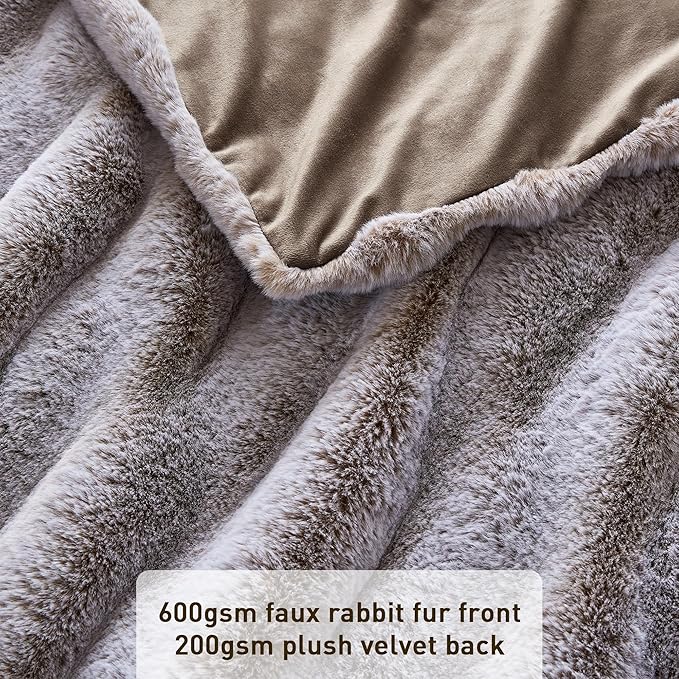 Hyde Lane Soft Faux Rabbit Fur Throw Blanket, Luxury Plush Fuzzy Blanket for Sofa Couch, Thick Fluffy Cozy Throw for Women As a Gift, Periwinkle Chinchilla, 60"x80"