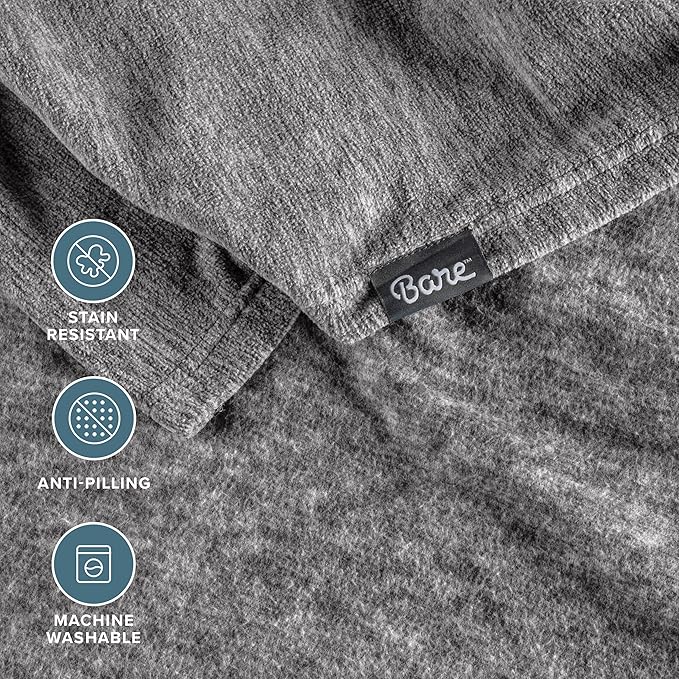 Bare Home Polar Fleece Blanket - King - Heathered Light Grey - Warm & Cozy - Premium Fleece - Throw for Bed, Camping, and Travel - Lightweight (King, Heathered Light Grey)